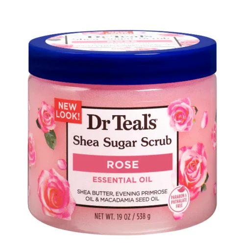Dr Teal’s Shea Sugar Body Scrub Rose With Essential Oil 19 Oz