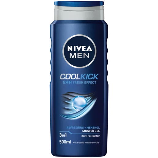 Nivea Men Shower Gel 3-in-1 Cool Kick 500ml. 1 Nivea Men Shower Gel 3-in-1 Cool Kick 500ml.