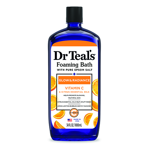 Dr. Teal's Foaming Bath with Epsom Salt + Glow and Radiance Vitamin C & Citrus Essential Oils 34FL OZ / 1000ml 1 Dr. Teal's Foaming Bath with Epsom Salt + Glow and Radiance Vitamin C & Citrus Essential Oils 34FL OZ / 1000ml