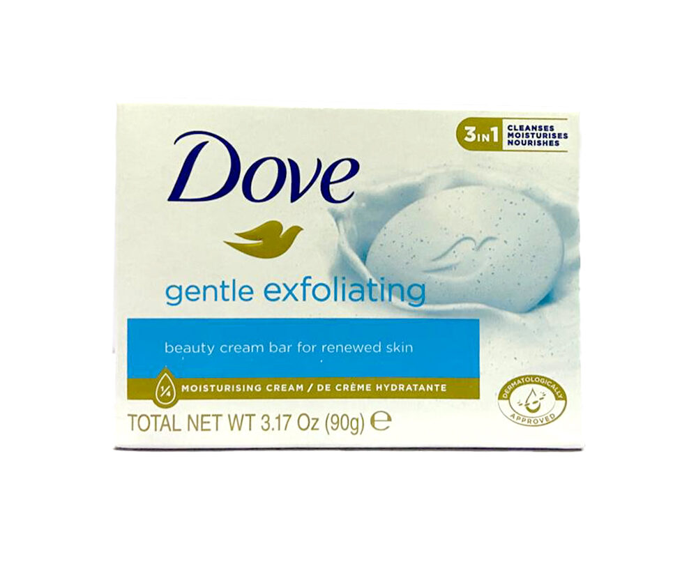 Dove 3-In-1 Gentle Exfoliating Beauty Cream Bar (90g x4) 12.69oz / 360g. 1 Dove 3-In-1 Gentle Exfoliating Beauty Cream Bar (90g x4) 12.69oz / 360g.
