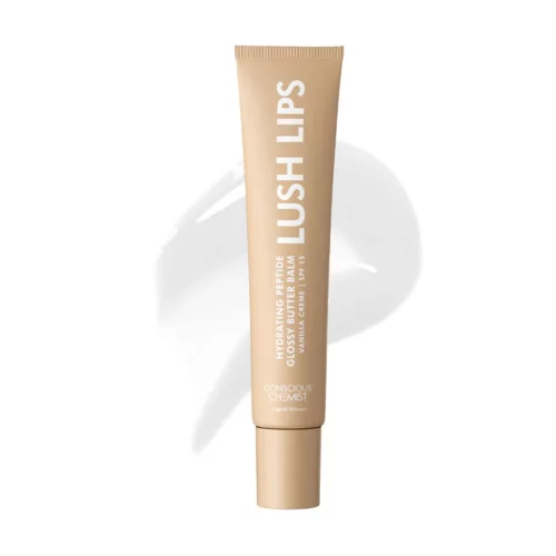 Conscious Chemist Vanilla Creme Hydrating Peptide Glossy Butter Lip Balm SPF15 (15gm)