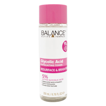 Balance Active Formula 5% Resurface & Brighten Glycolic Acid Exfoliating Toner 200ml 1 Balance Active Formula 5% Resurface & Brighten Glycolic Acid Exfoliating Toner 200ml
