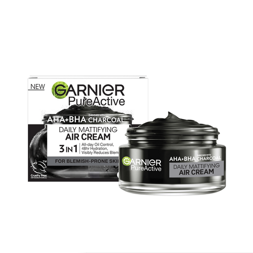 Garnier Pure Active AHA+BHA Charcoal Daily Mattifying Air Cream 3 in 1 50ml